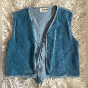 Tassel Tie Velvet Vest
